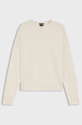 Relaxed-fit sweater in 100% cashmere, Natural