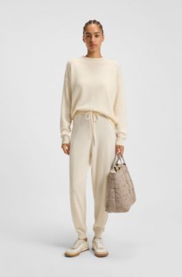 Relaxed-fit sweater in 100% cashmere, Natural