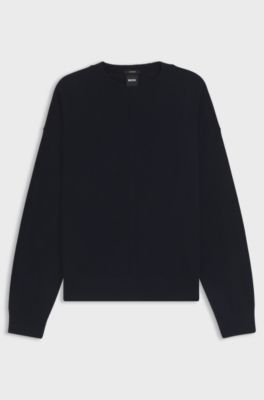 Relaxed-fit sweater in 100% cashmere, Dark Blue