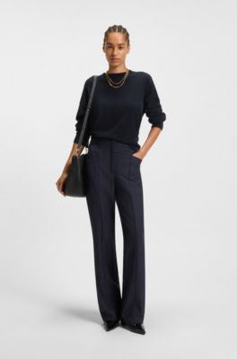 Relaxed-fit sweater in 100% cashmere, Dark Blue