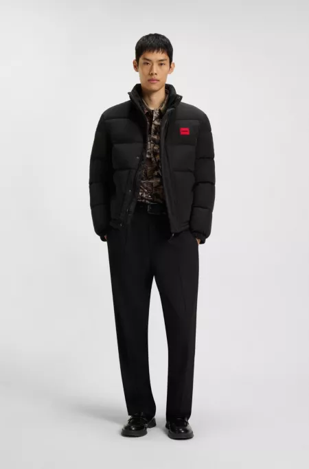 Water-repellent padded jacket with logo patch