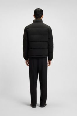 Water-repellent padded jacket with logo patch, Black
