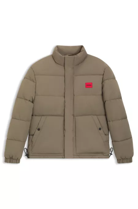 Water-repellent padded jacket with logo patch