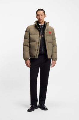 Water-repellent padded jacket with logo patch, Light Brown