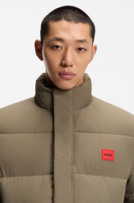 Water-repellent padded jacket with logo patch, Light Brown