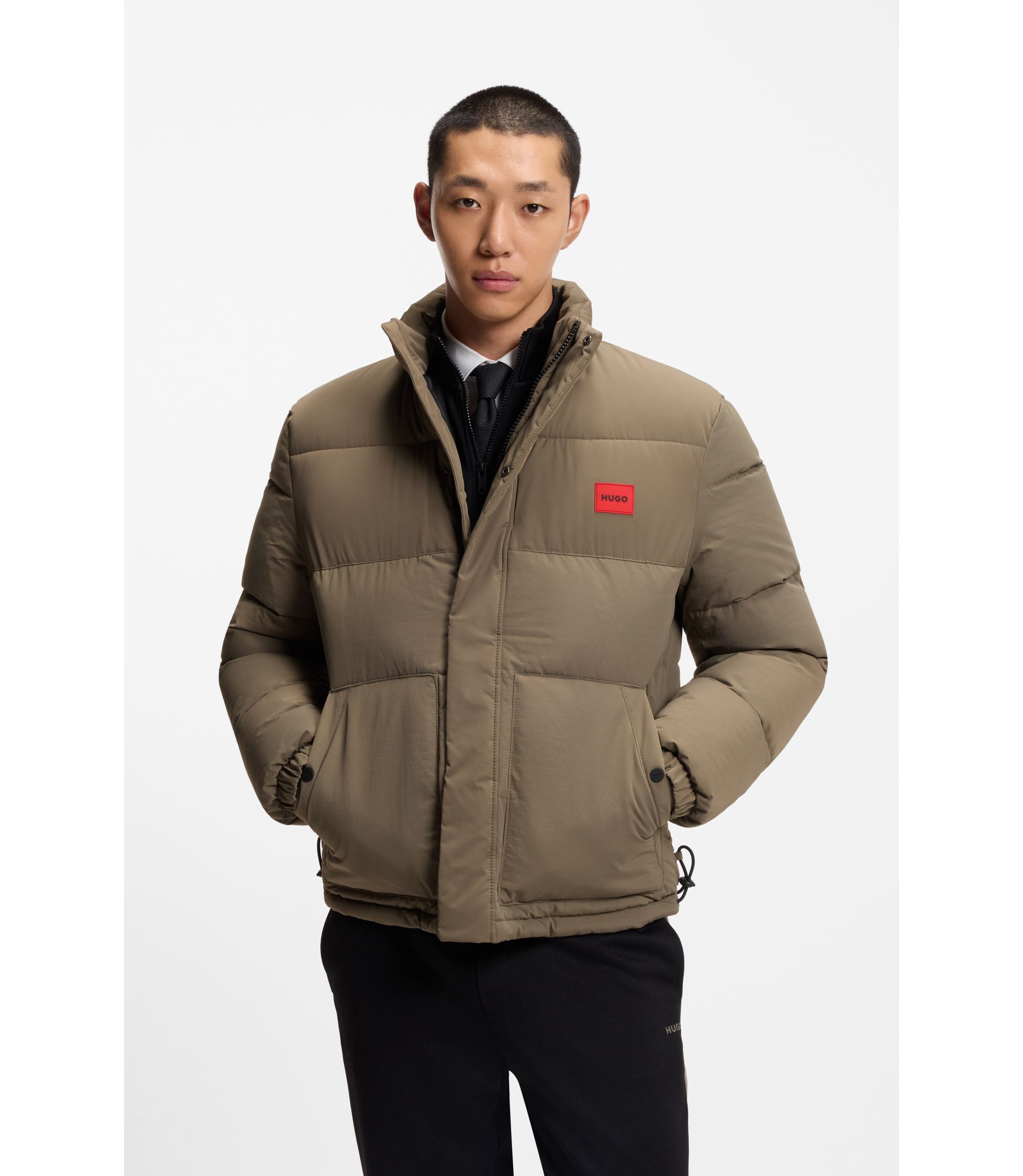 HUGO BOSS ジャケット　50サイズ　新品未使用　保管品 HUGO BOSS (ヒューゴボス) フード着脱 撥水 モノグラム柄 ダブル