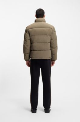 Water-repellent padded jacket with logo patch, Light Brown