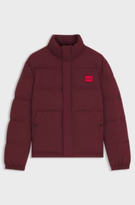 Waterafstotend, gewatteerd jack met logopatch, Donkerrood