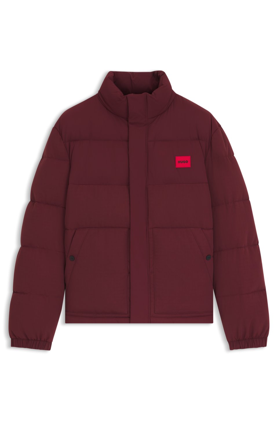 Water-repellent padded jacket with logo patch