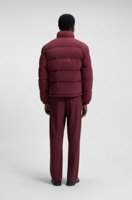 Giubbotto imbottito idrorepellente con toppa con logo, Rosso scuro
