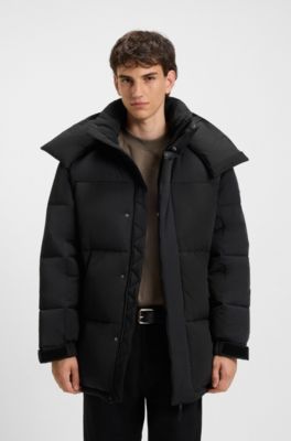 Cappotto idrorepellente con imbottitura di piume, Nero