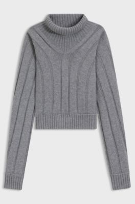 Rollneck sweater in virgin wool and cashmere, Grey