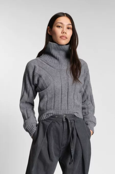 Rollneck sweater in virgin wool and cashmere