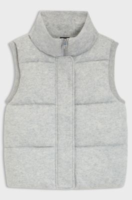 Padded gilet in virgin wool and cashmere, Light Grey