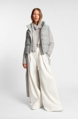 Padded gilet in virgin wool and cashmere, Light Grey