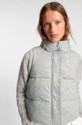 Padded gilet in virgin wool and cashmere, Light Grey