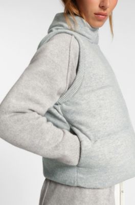 Padded gilet in virgin wool and cashmere, Light Grey