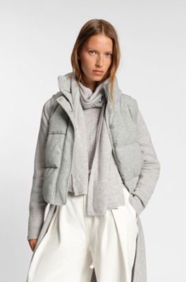 Padded gilet in virgin wool and cashmere, Light Grey