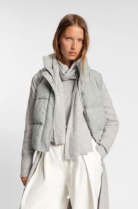 Padded gilet in virgin wool and cashmere, Light Grey