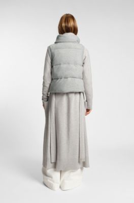 Padded gilet in virgin wool and cashmere, Light Grey