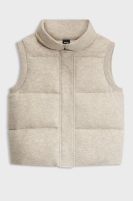 Padded gilet in virgin wool and cashmere, Natural