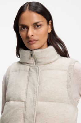 Padded gilet in virgin wool and cashmere, Natural