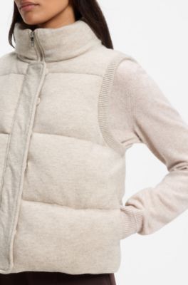 Padded gilet in virgin wool and cashmere, Natural