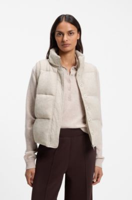 Padded gilet in virgin wool and cashmere, Natural