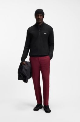 Zip-neck virgin wool-blend sweater with logo, Black