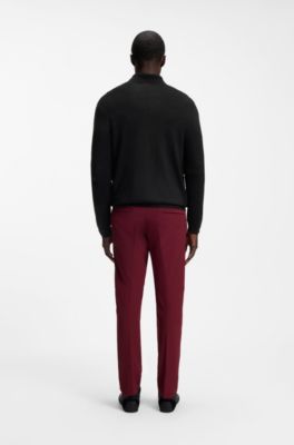 Zip-neck virgin wool-blend sweater with logo, Black