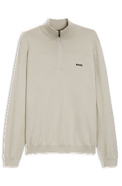 Pullover aus Schurwoll-Mix mit Troyerkragen und Logo