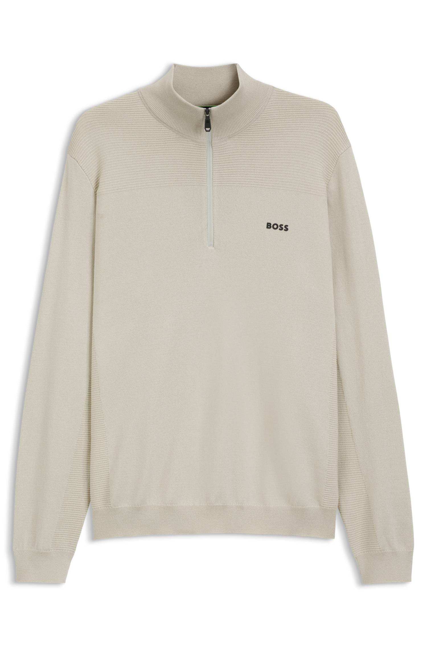 Boss Zip-neck virgin wool-blend sweater with logo stickade tröjor herr – bild 4