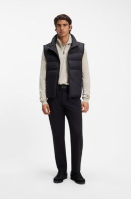 Zip-neck virgin wool-blend sweater with logo, Light Beige