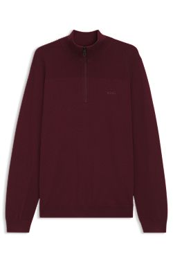 Pullover aus Schurwoll-Mix mit Troyerkragen und Logo