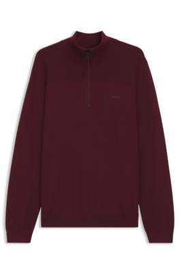 Boss Zip-neck virgin wool-blend sweater with logo stickade tröjor herr – bild 4