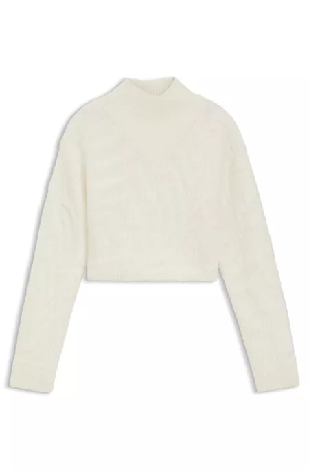 Cropped wool-blend sweater with layered neckline