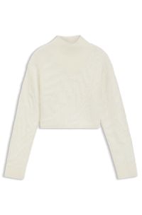 Cropped wool-blend sweater with layered neckline, White