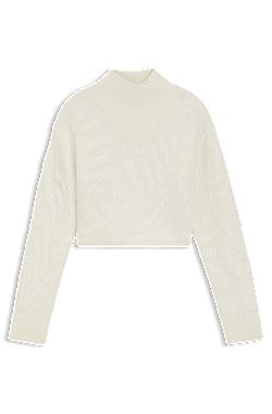 Cropped wool-blend sweater with layered neckline
