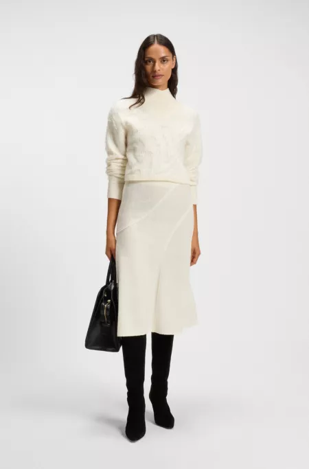 Cropped wool-blend sweater with layered neckline