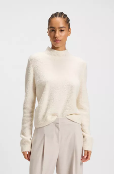 Mock-neck sweater in a wool blend with cashmere