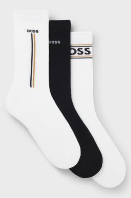 Three-pack of short-length socks with logo details, White / Black