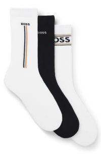 Three-pack of short-length socks with logo details, White / Black