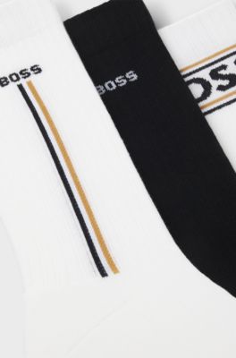 Three-pack of short-length socks with logo details, White / Black