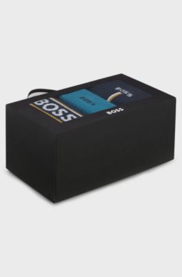 Three-pack of short-length socks with logo details, Blue