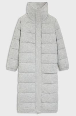 Melange padded coat in virgin wool and cashmere, Light Grey