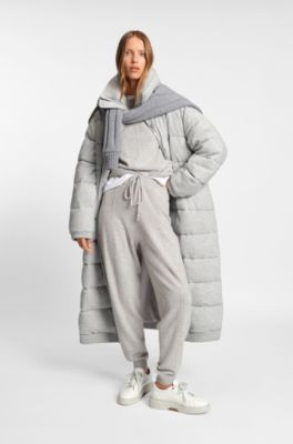 Melange padded coat in virgin wool and cashmere, Light Grey