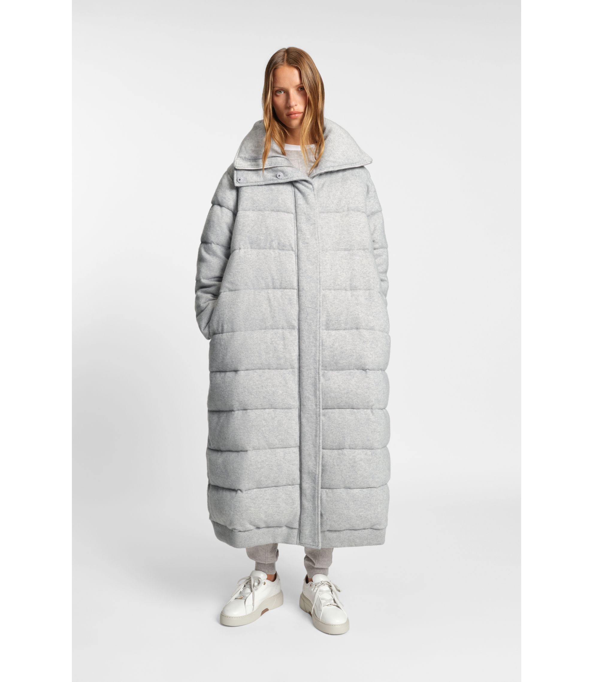 BOSS - Melange padded coat in virgin wool and cashmere - Light Grey