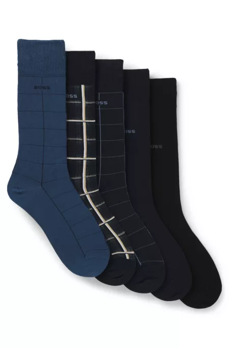 Five-pack of regular-length socks with logos