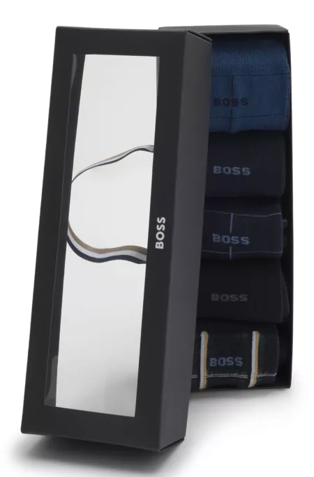 Five-pack of regular-length socks with logos