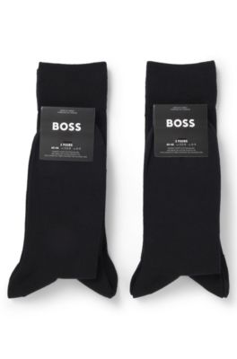 Four-pack of regular-length socks with branding, Black